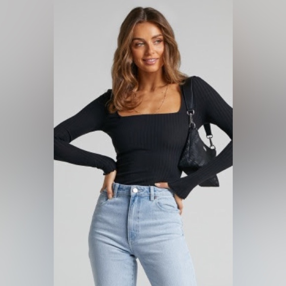 SHOWPO Long Sleeve Square Ribbed